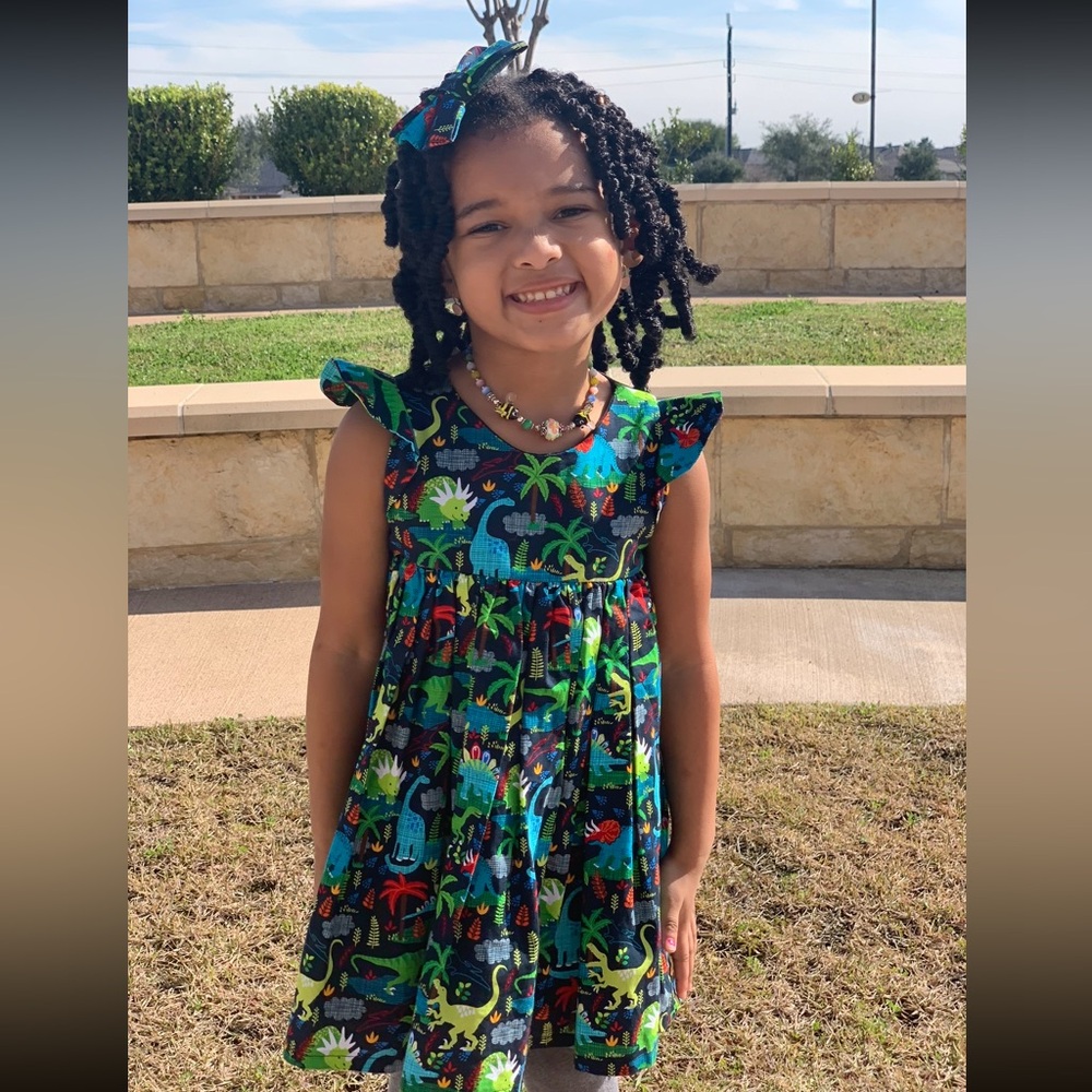 Colorful Dinosaur Print Kids Dress 4T 👗 🦕 🦖